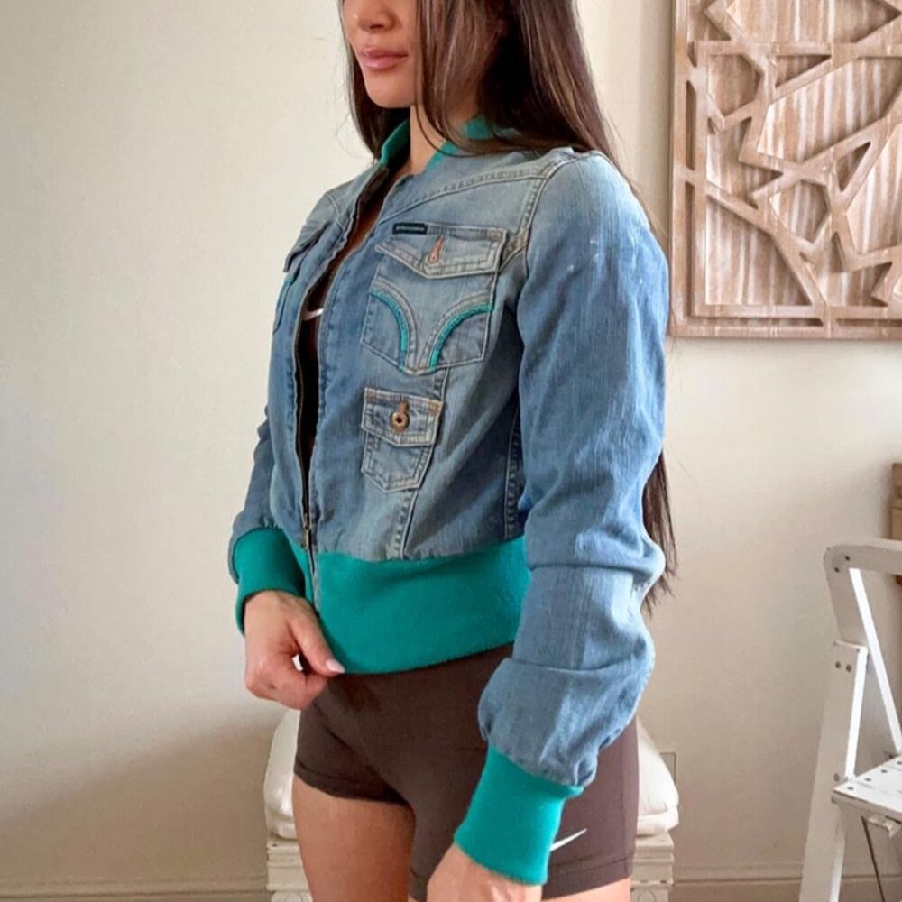 Y2K Vintage Dolce & Gabbana Denim Jean Bomber Jacket, Y2K Downtown Girl Jacket